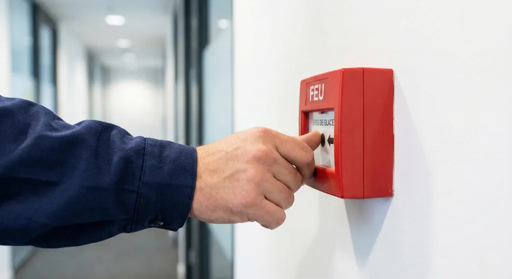 Déclencheur manuel d'alarme incendie Type 4 activé par un technicien Verifincendie